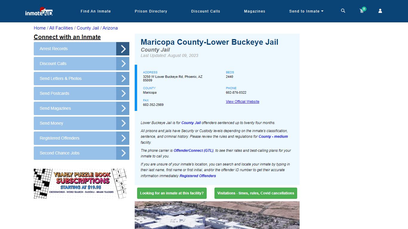 Maricopa County-Lower Buckeye Jail - Inmate Locator - Phoenix, AZ