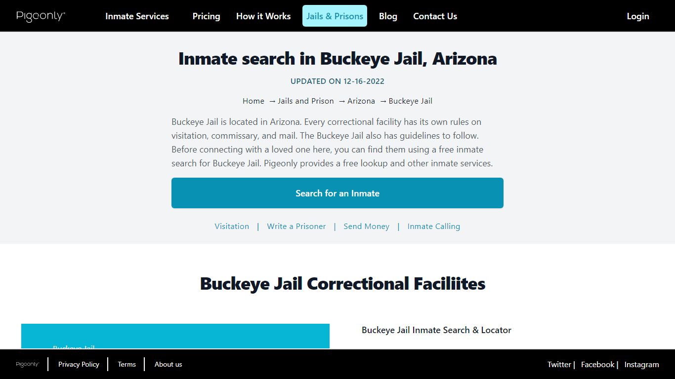 Inmate Search Buckeye Jail, Arizona | Pigeonly